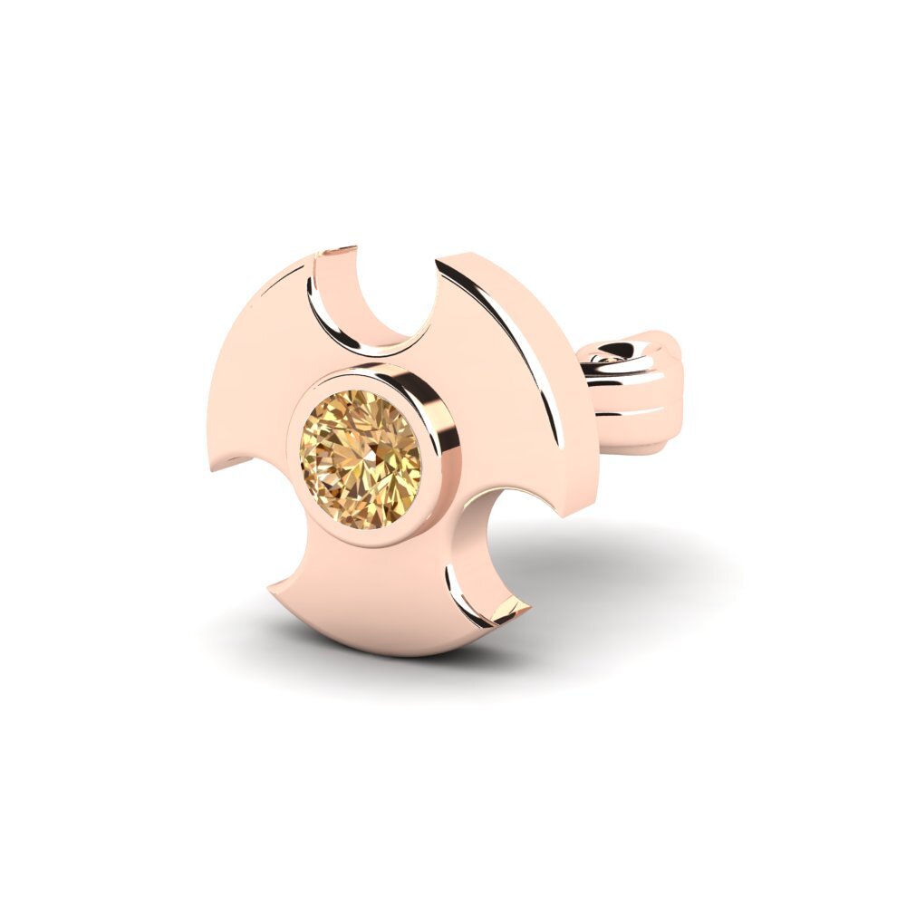 18ct Rose Gold Brown Diamond Men's Earring Rotom