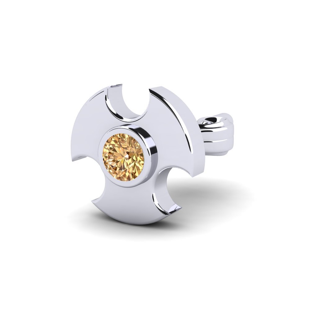 585 Bílé zlato Hnědý diamant Pánské náušnice Rotom