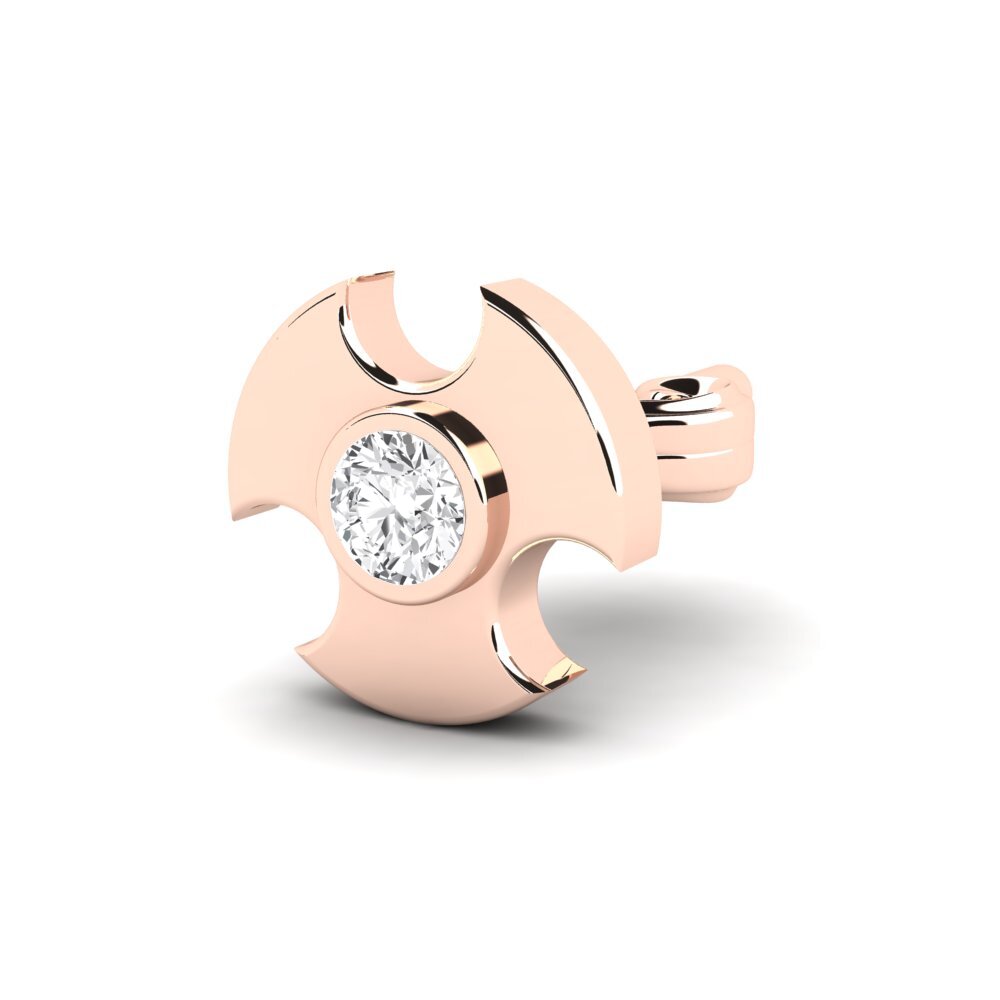 18ct Rose Gold White sapphire Men's Earring Rotom