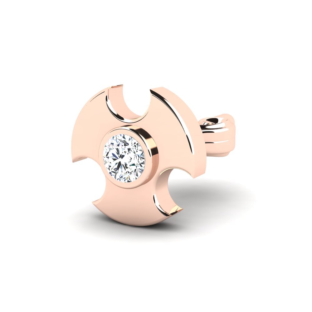 9ct Rose Gold Zirconia Men's Earring Rotom