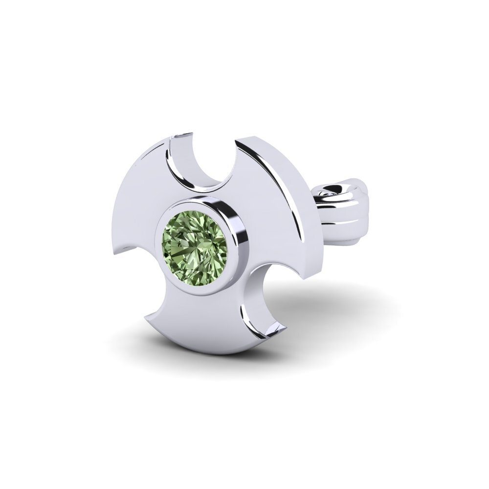 585 Bílé zlato Zelený diamant Pánské náušnice Rotom