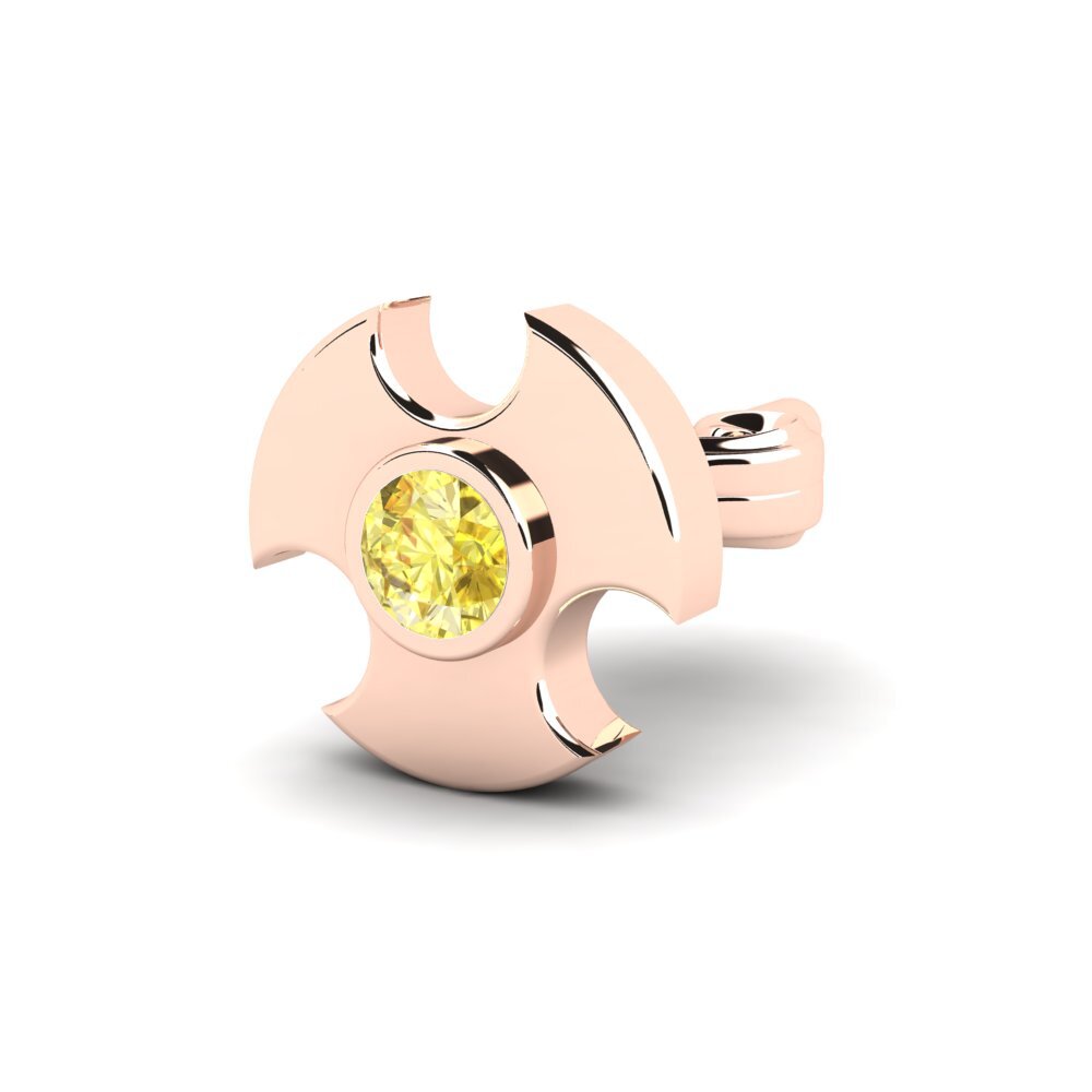 14ct Rose Gold Yellow Sapphire Men's Earring Rotom