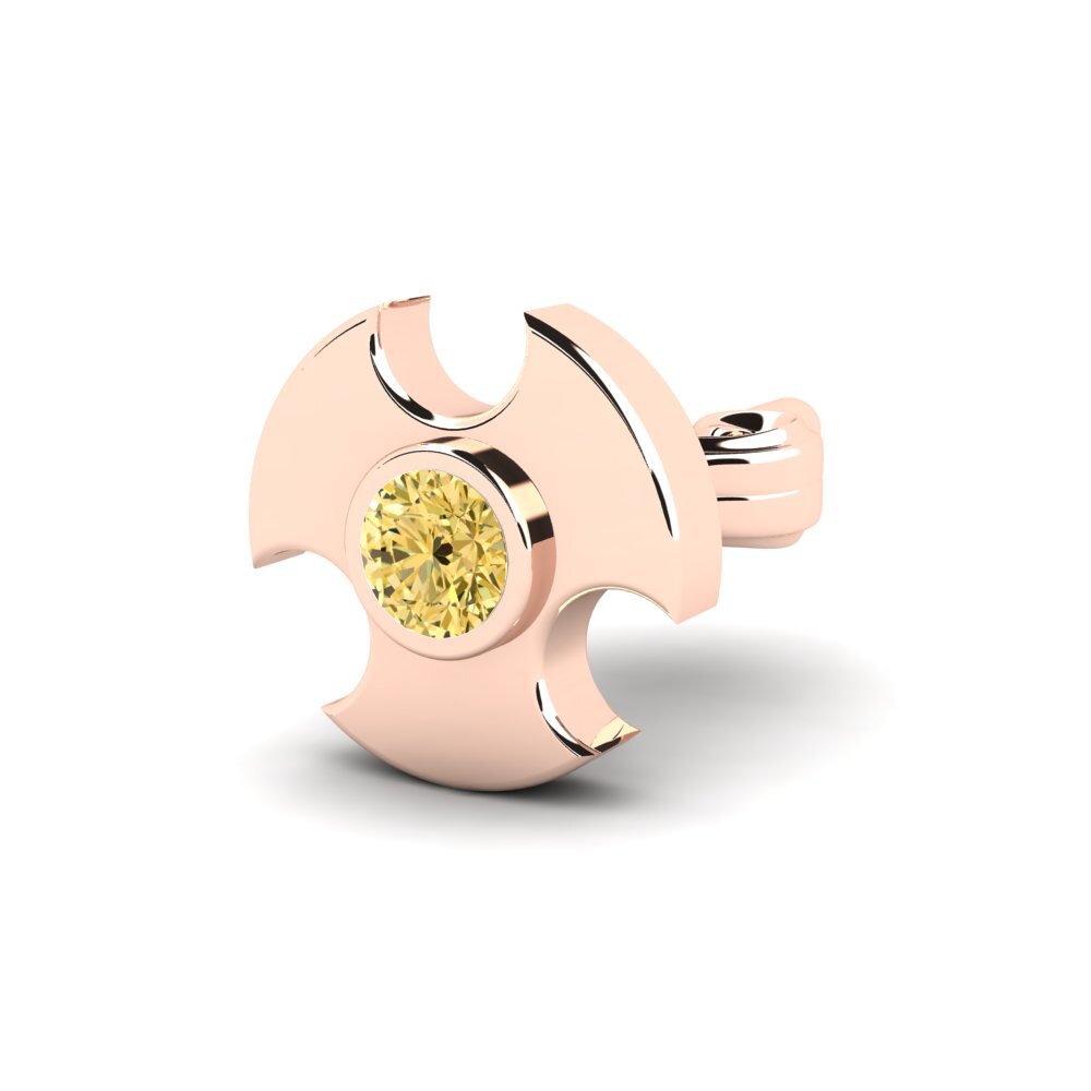 14ct Rose Gold Yellow Diamond Men's Earring Rotom