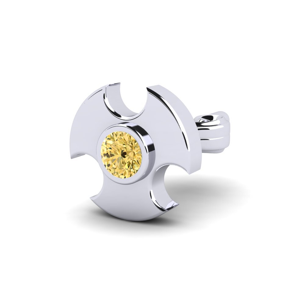 585 Bílé zlato Žlutý diamant Pánské náušnice Rotom