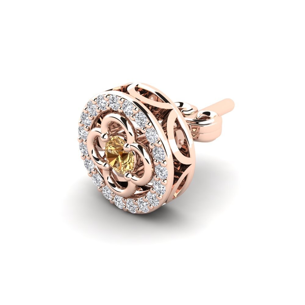 18ct Rose Gold Brown Diamond Men's Earring Shrimp