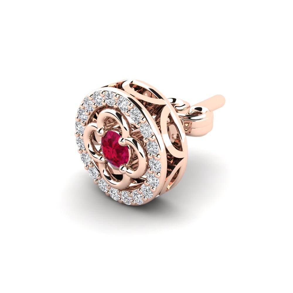 14K Rose Gold Ruby Men's Earring Shrimp