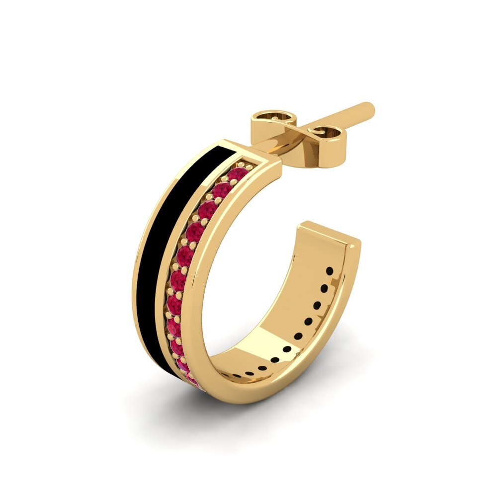 18ct Yellow Gold Ruby Men's Earring Tazel