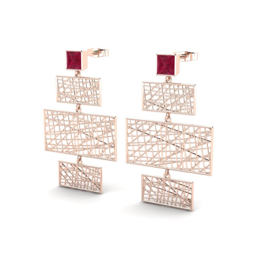 18k Oro Rosa Princesa Pendiente de mujer Chessy