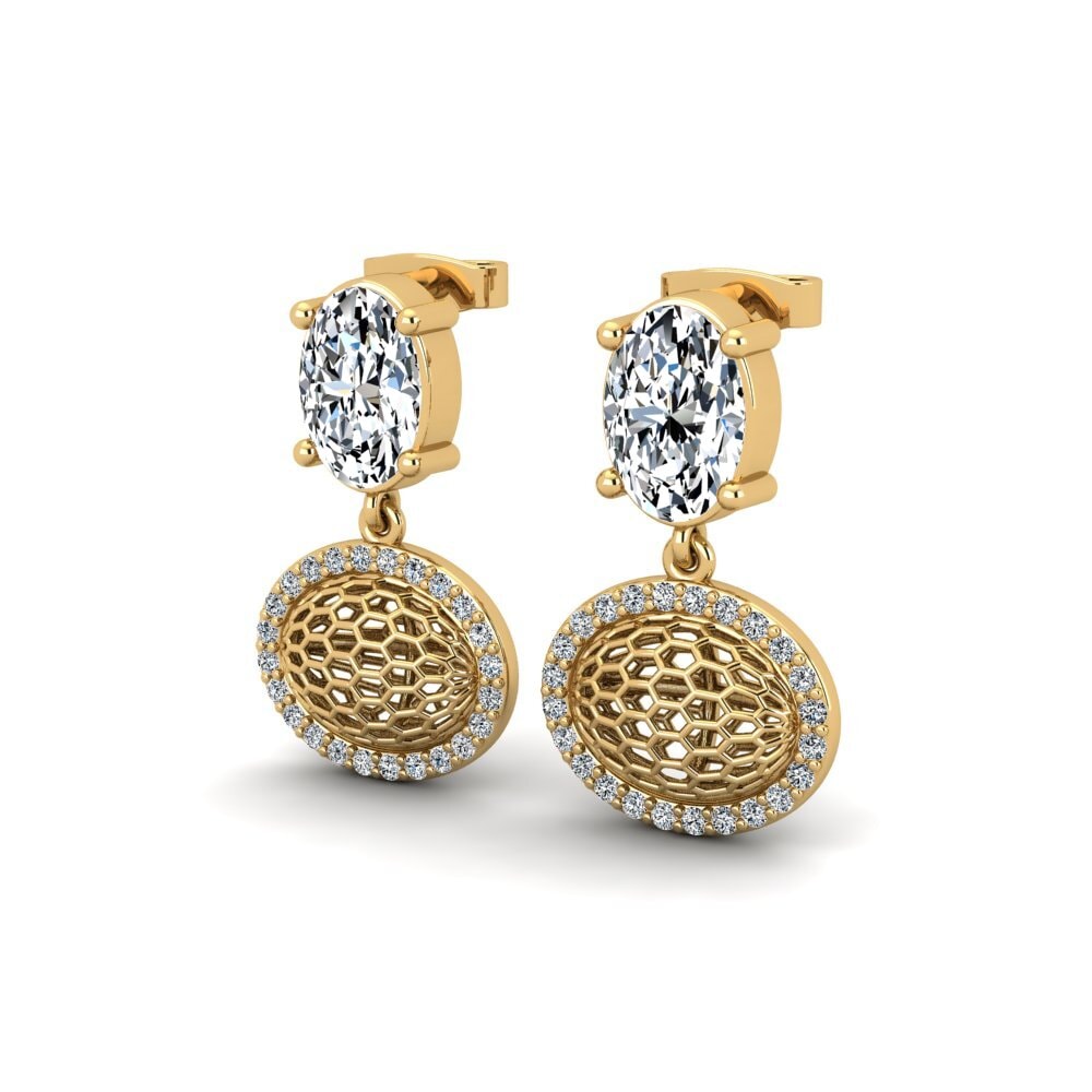 14k Oro Amarillo Ovalado Pendiente de mujer Gradone