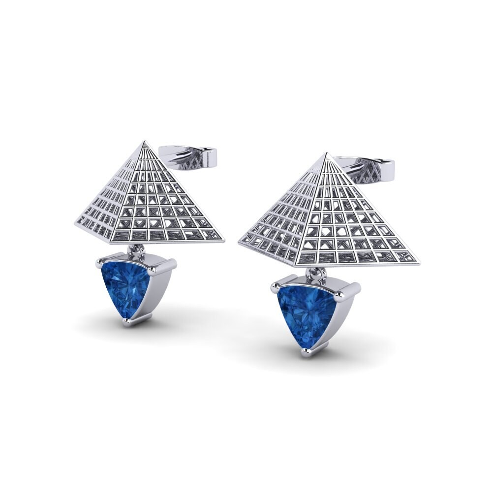 Trillion Dark Blue Zirconia Women's Earring Johnny