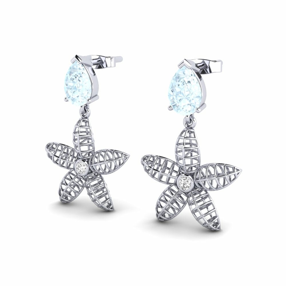 Boucle d'oreille femme Karlene Aigue-marine