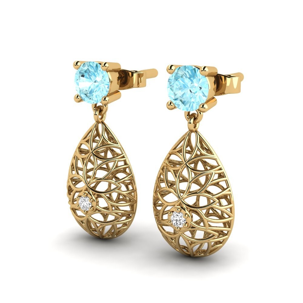 14ct Yellow Gold Aquamarine Women's Earring Katharine