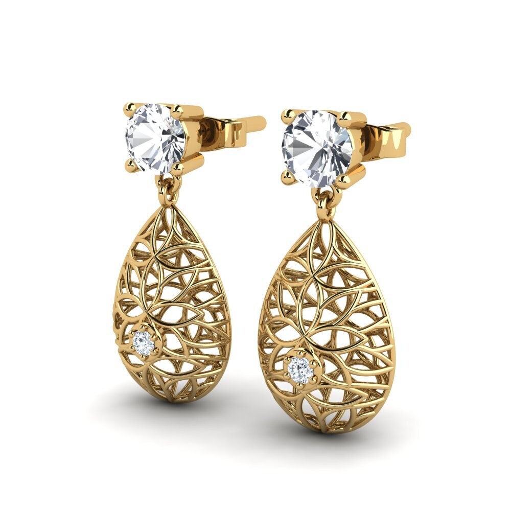 14ct Yellow Gold White Zircon Women's Earring Katharine
