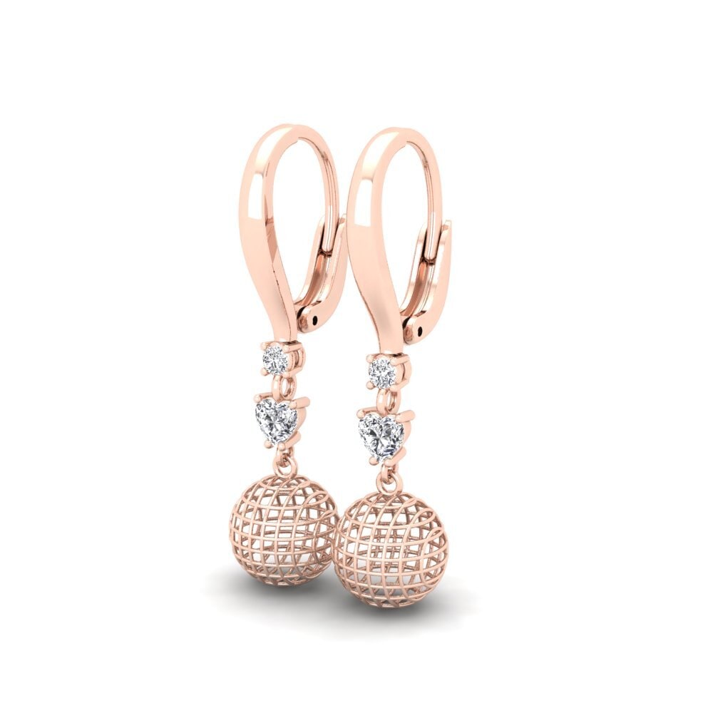 9k Oro Rosa Corazón Pendiente de mujer Olavo