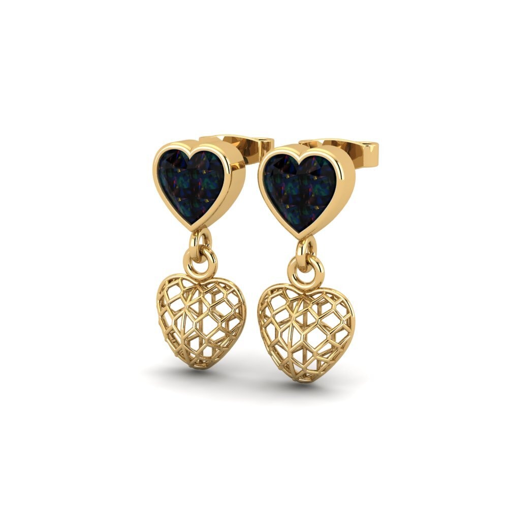 14ct Yellow Gold Black Opal Women's Earring Samnia