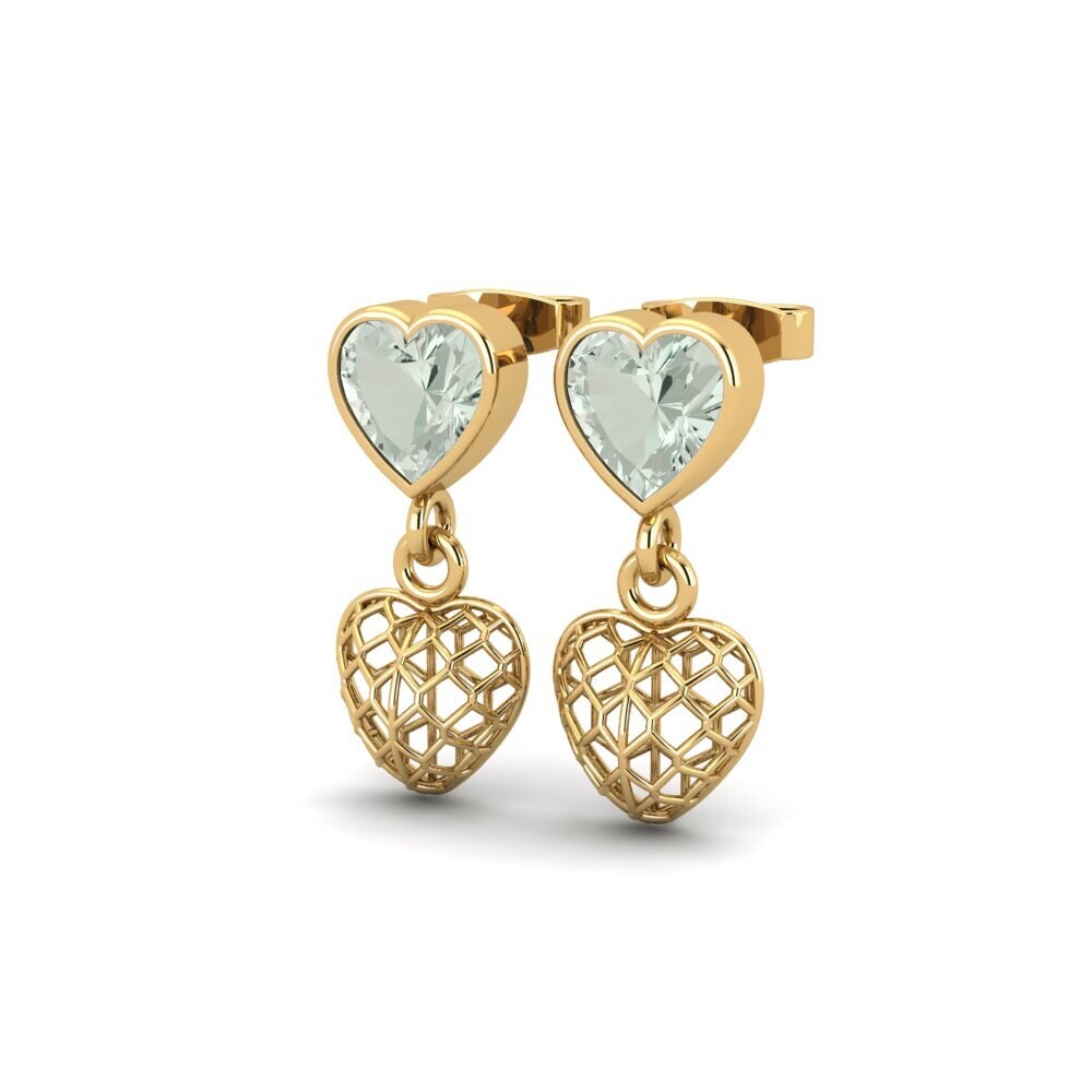 14ct Yellow Gold Green Amethyst Women's Earring Samnia