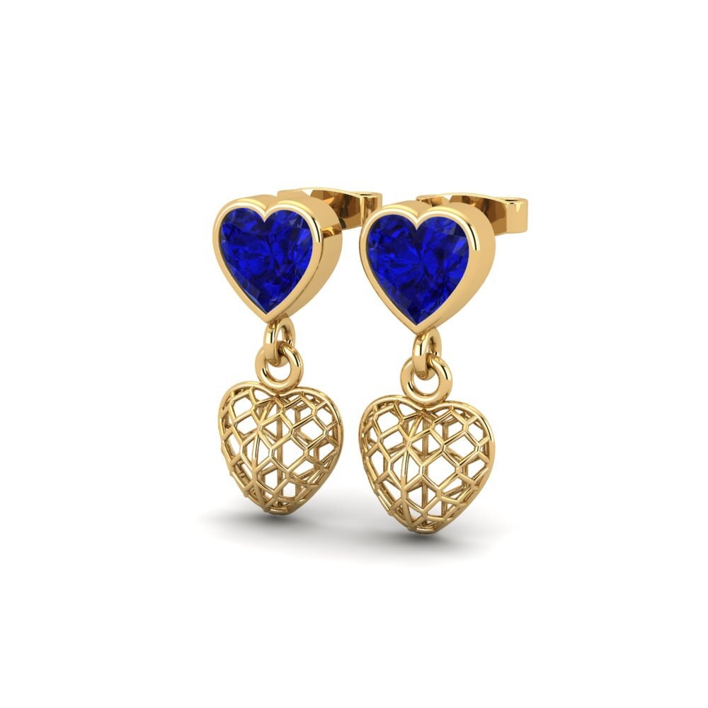14ct Yellow Gold Sapphire (Lab Created) Women's Earring Samnia