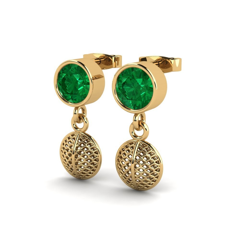 14ct Yellow Gold Emerald (Lab Created) Women's Earring Semira
