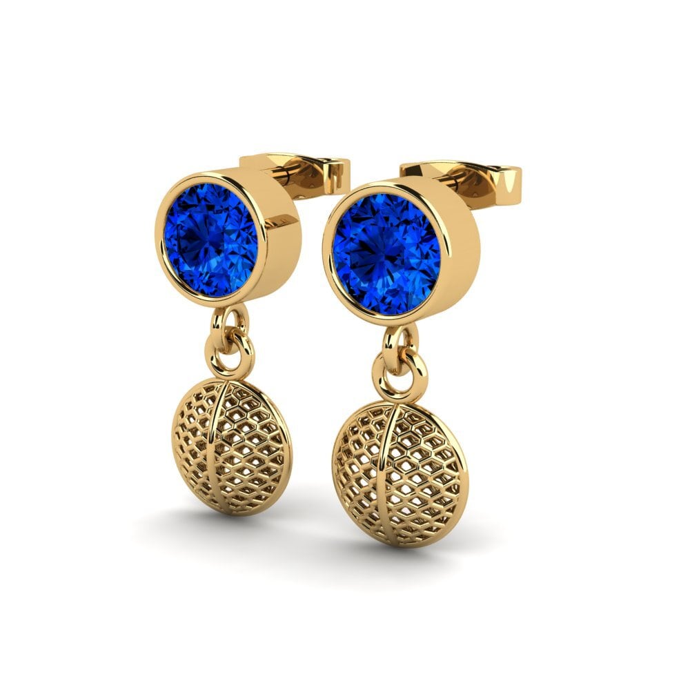 14ct Yellow Gold Sapphire (Lab Created) Women's Earring Semira