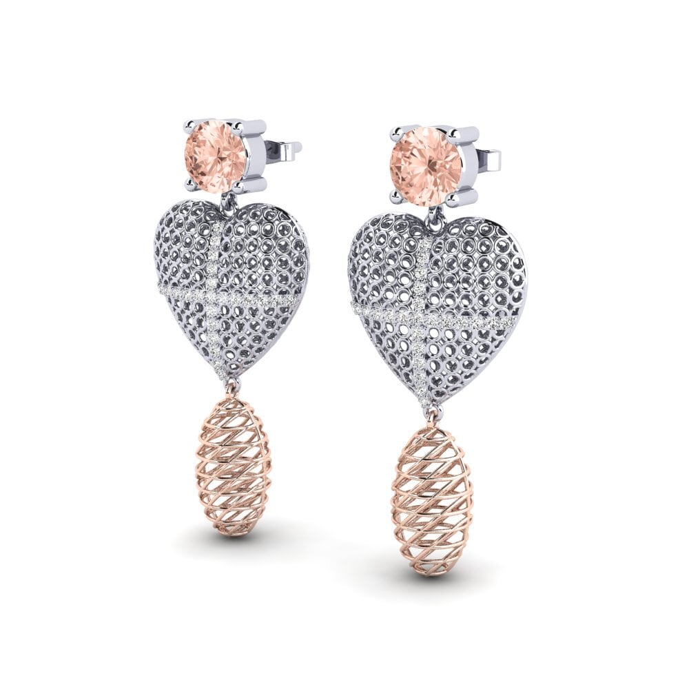 14ct White & Rose Gold Morganite Women's Earring Wariana
