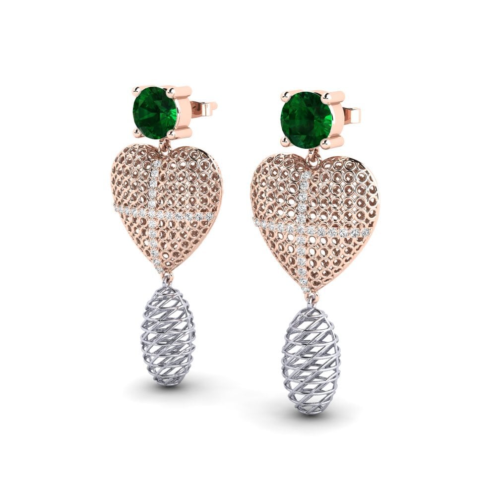 Vermelho & Branco-14K Tsavorite Brincos Feminino Wariana