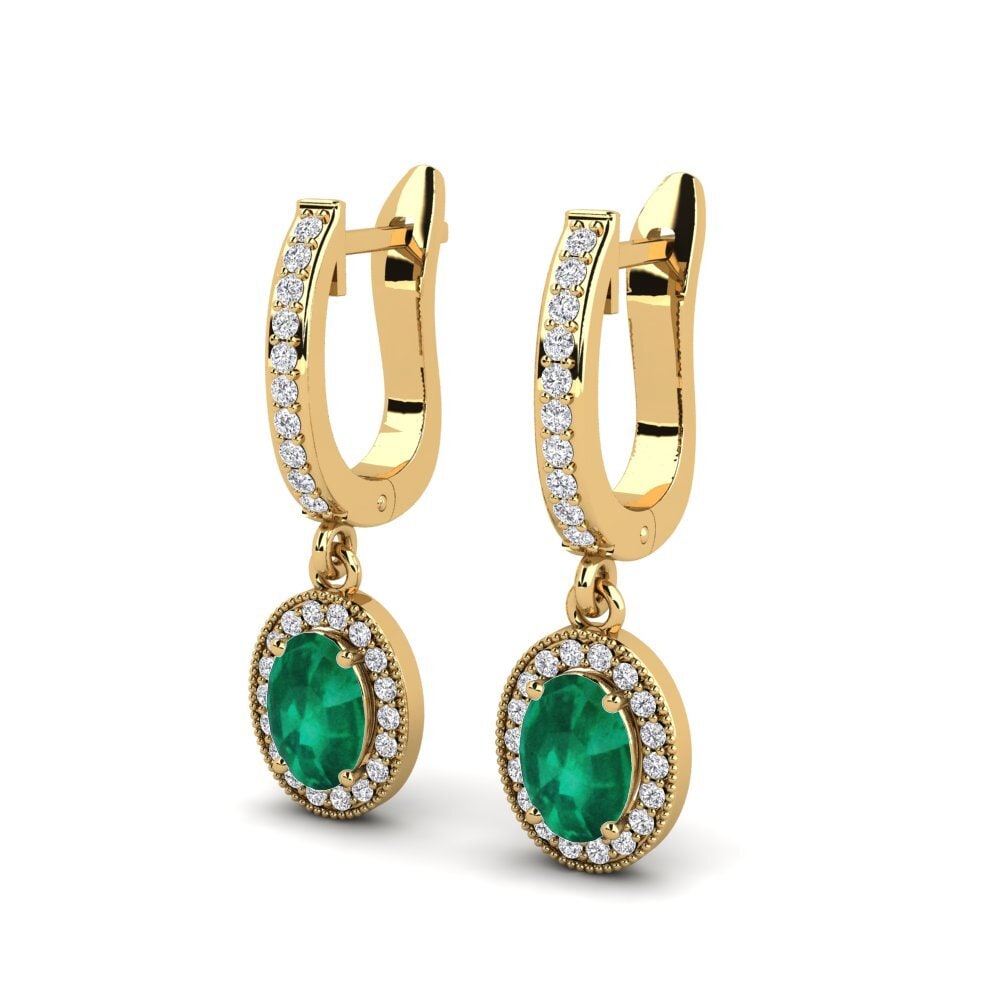 Oro Giallo 750 Smeraldo Orecchino da donna Adimu