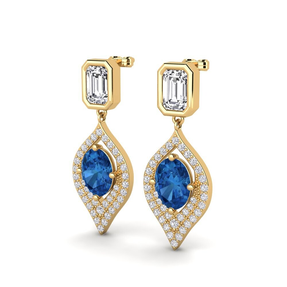Zircônia azul escuro Brincos Feminino Asinoch