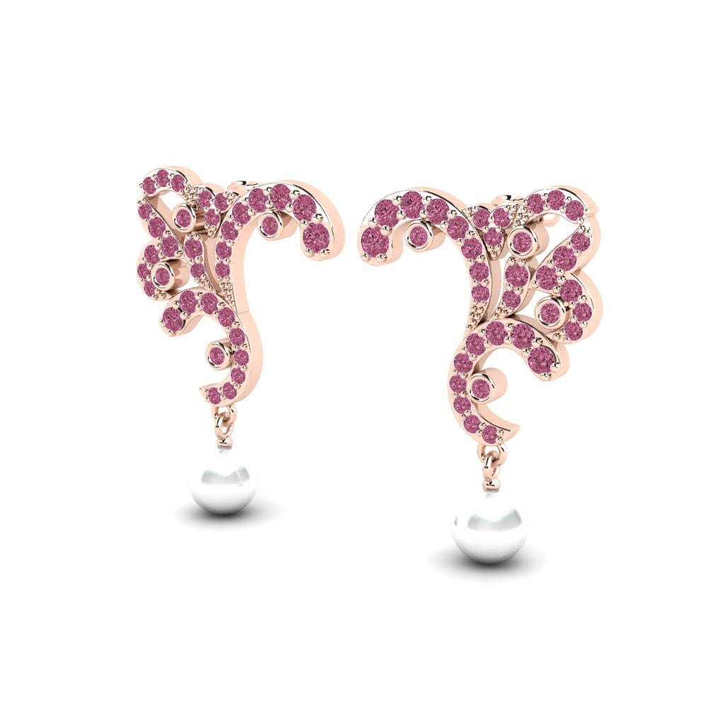 14k Oro Rosa Granate Rhodolite Pendiente de mujer Brilint
