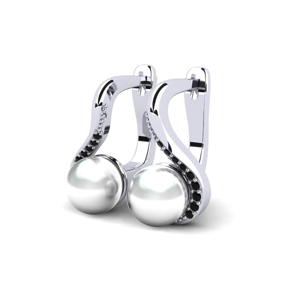 18k Oro Blanco Diamante Negro Pendiente de mujer Coleen