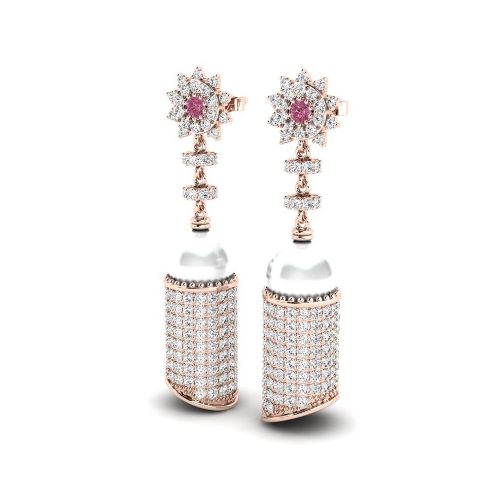 14k Oro Rosa Granate Rhodolite Pendiente de mujer Dave