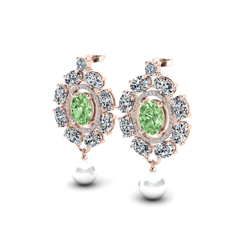 9ct Rose Gold Green Diamond Women's Earring Dawika