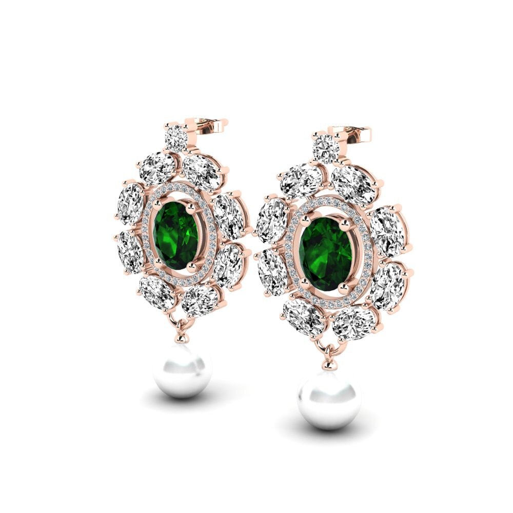 14k Oro Rosa Turmalina verde Pendiente de mujer Dawika