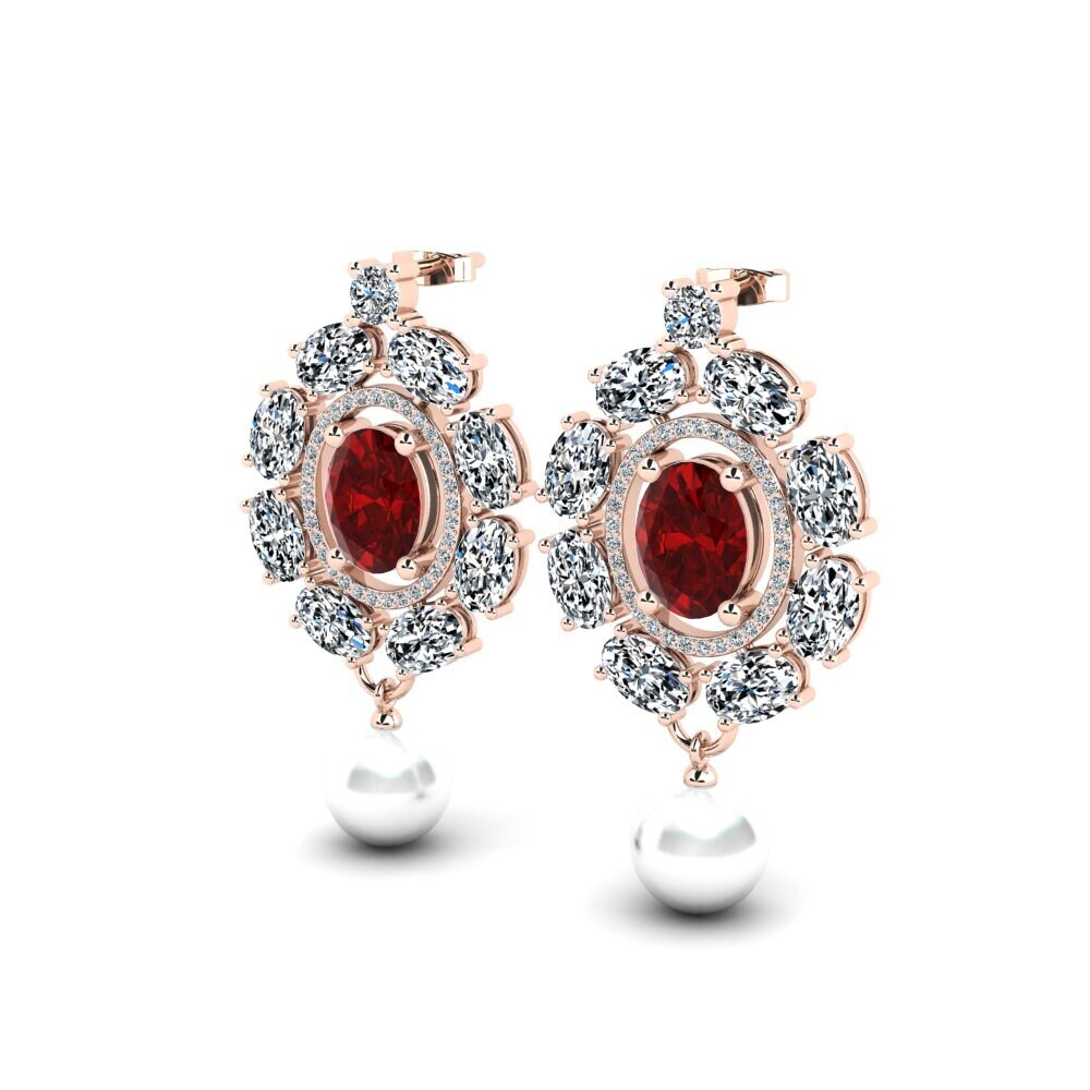 9ct Rose Gold Ruby (Lab Created) Women's Earring Dawika