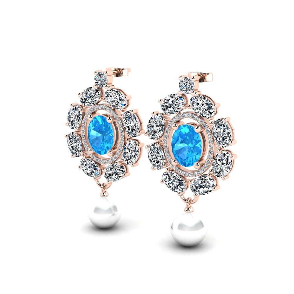 9ct Rose Gold Blue Topaz Women's Earring Dawika
