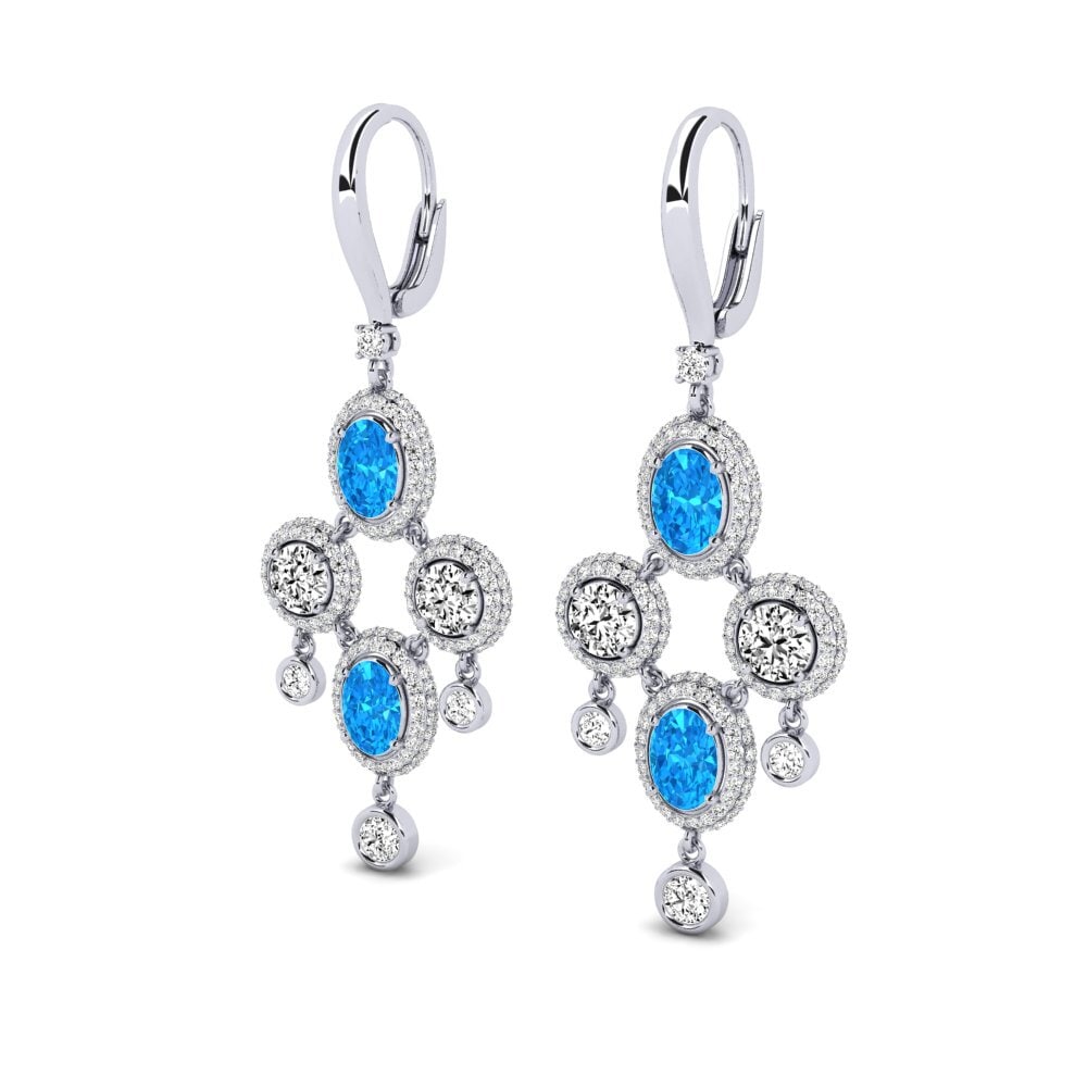 Azul Topázio Brincos Feminino Errolin