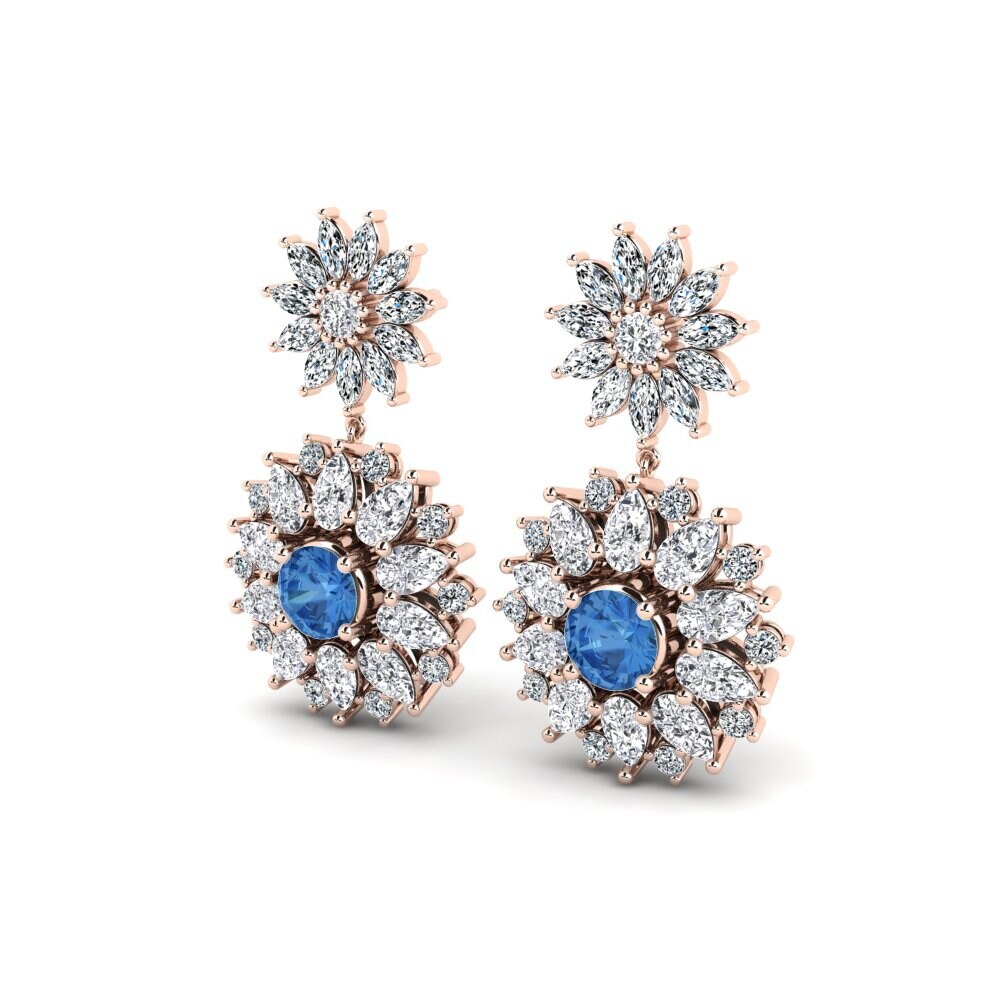 Zircônia azul escuro Brincos Feminino Faramira