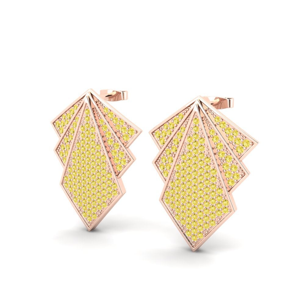 14k Oro Rosa Zafiro amarillo Pendiente de mujer Feminin