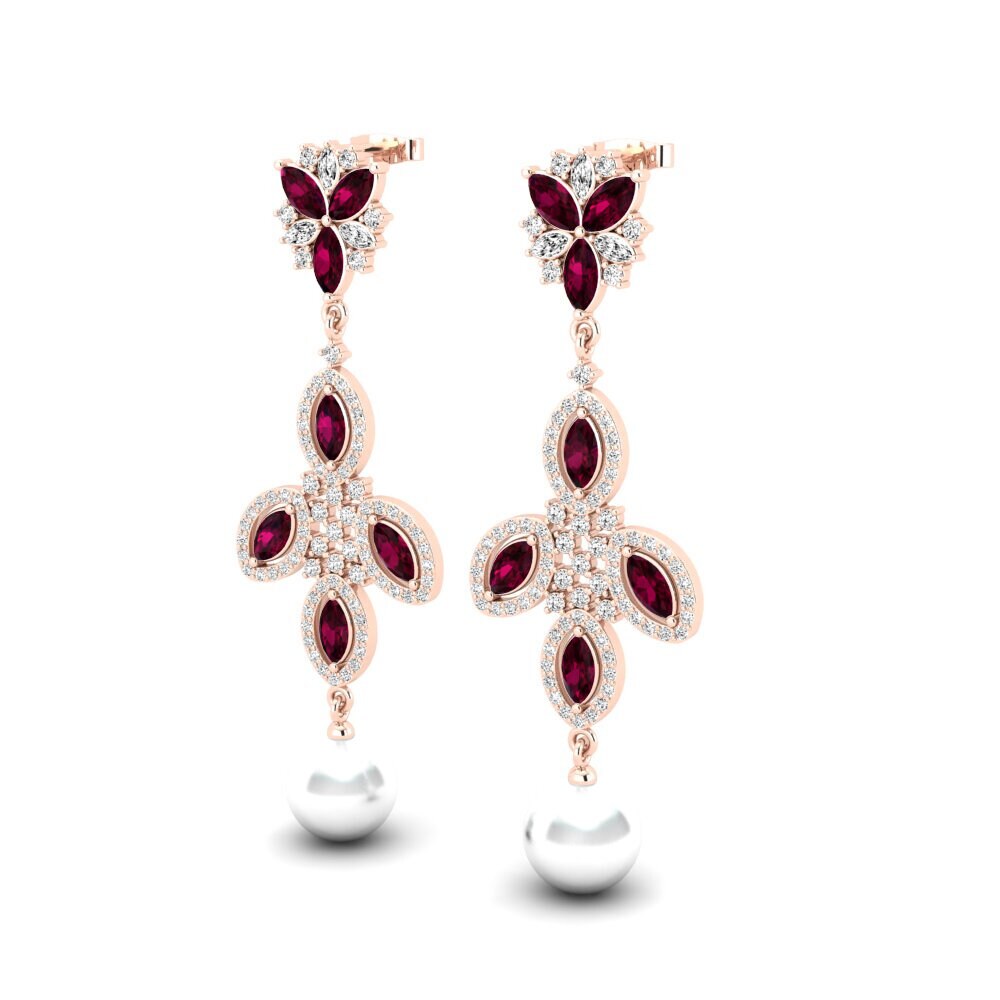 14k Oro Rosa Granate Rhodolite Pendiente de mujer Gaelicci