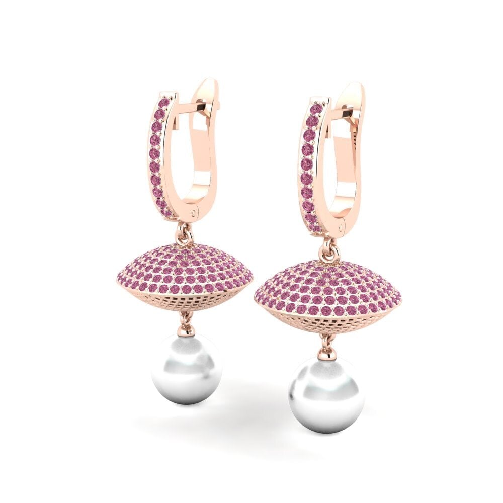 14k Oro Rosa Granate Rhodolite Pendiente de mujer Jeneviv