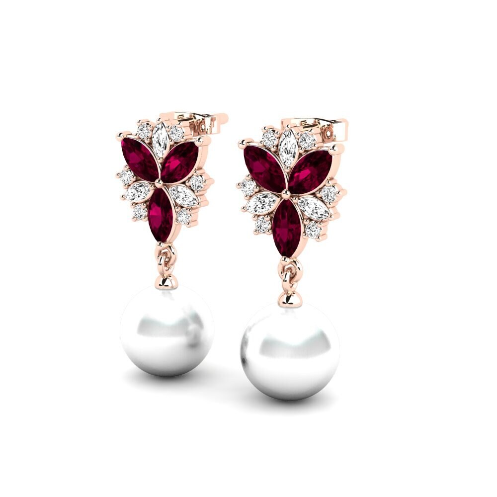 14k Oro Rosa Granate Rhodolite Pendiente de mujer Mobley
