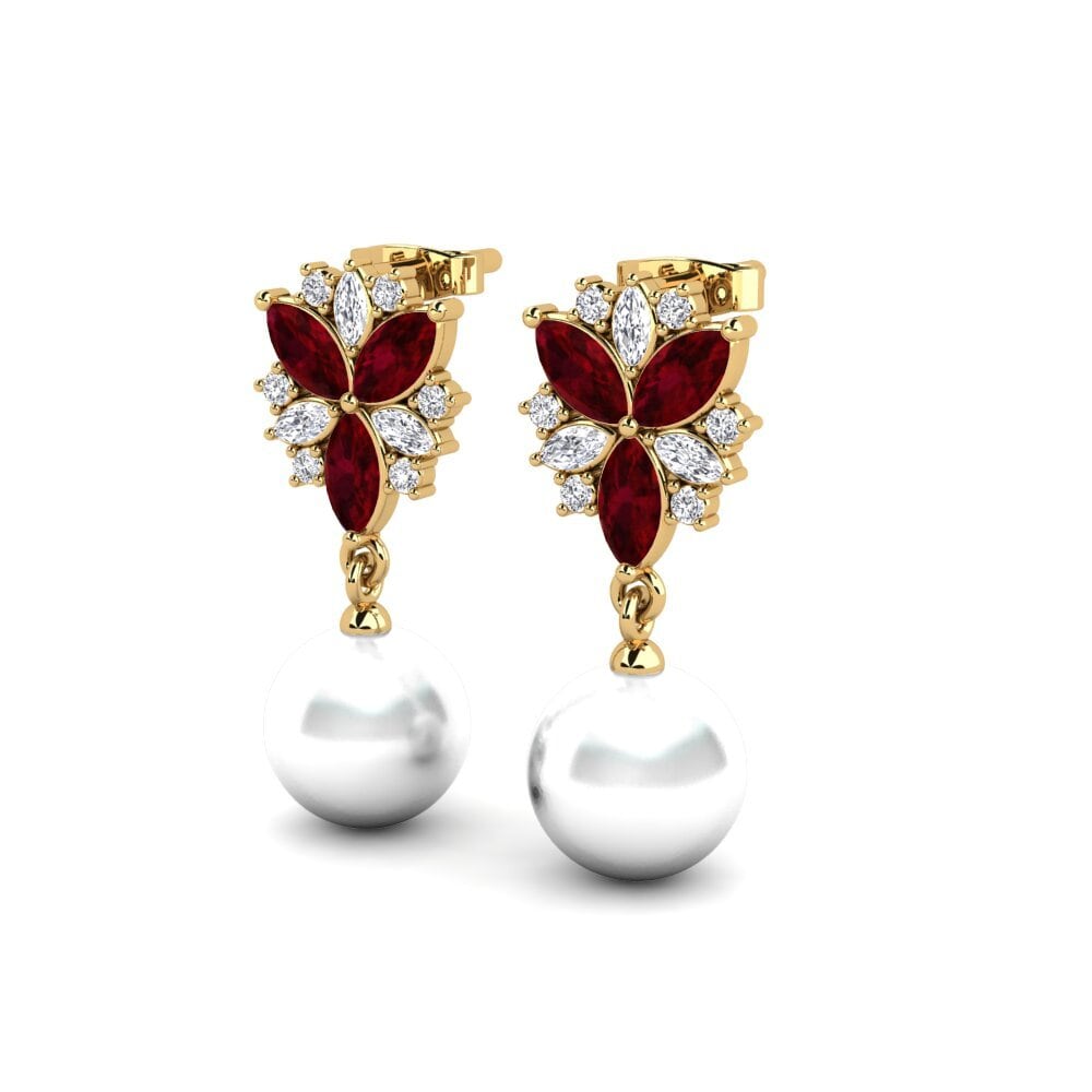 9ct Yellow Gold Ruby Women's Earring Mobley