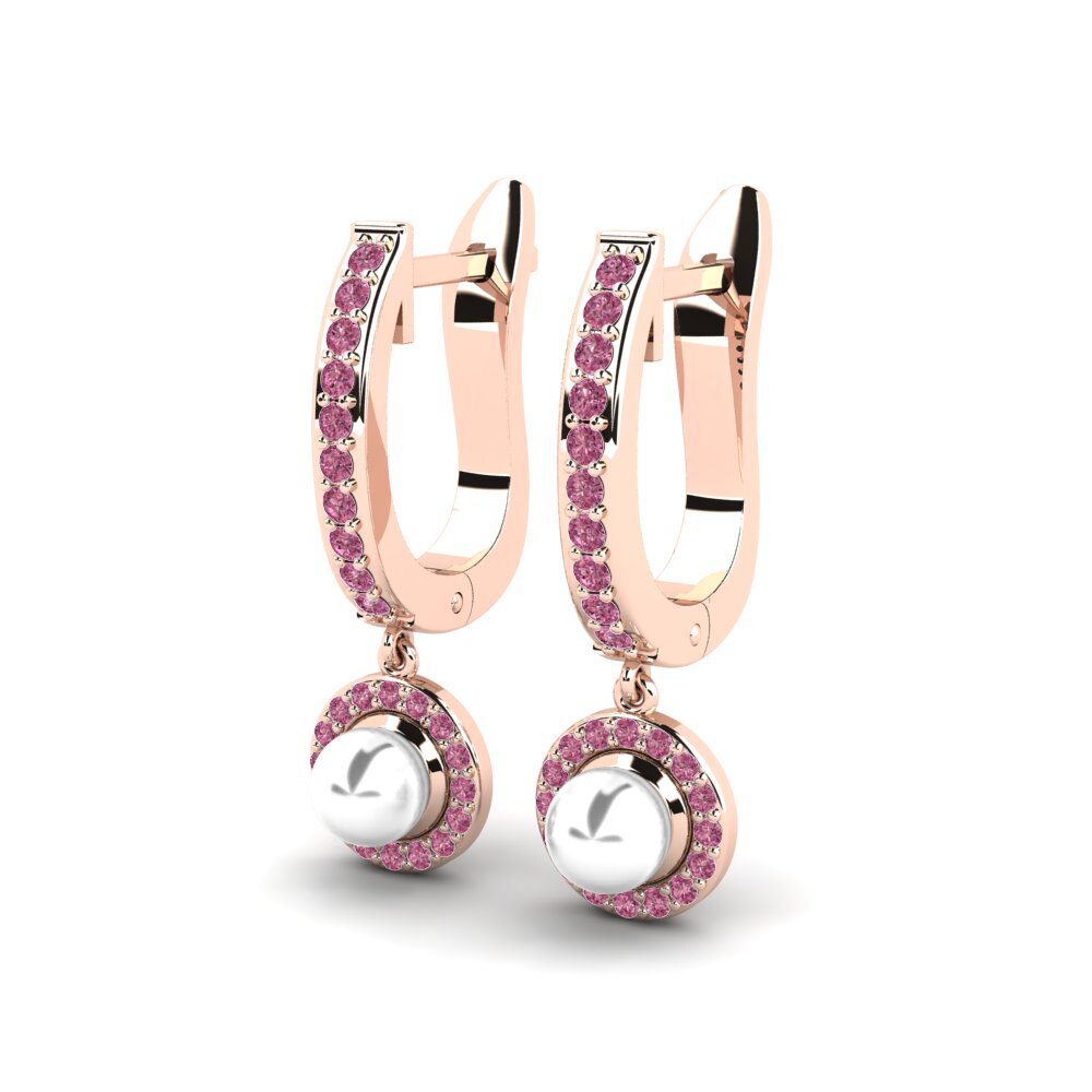 14k Oro Rosa Granate Rhodolite Pendiente de mujer Pamira
