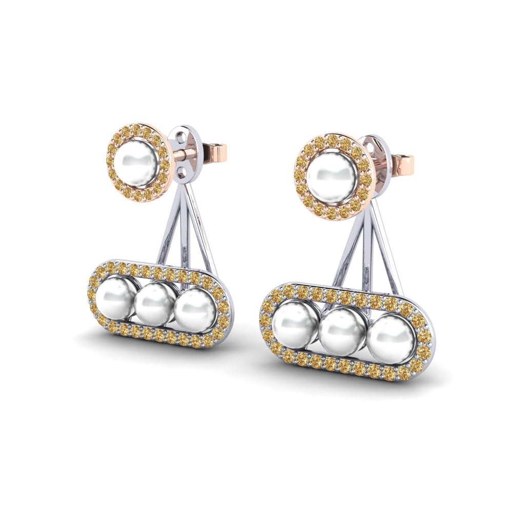 9ct White & Rose Gold Brown Diamond Women's Earring Porath