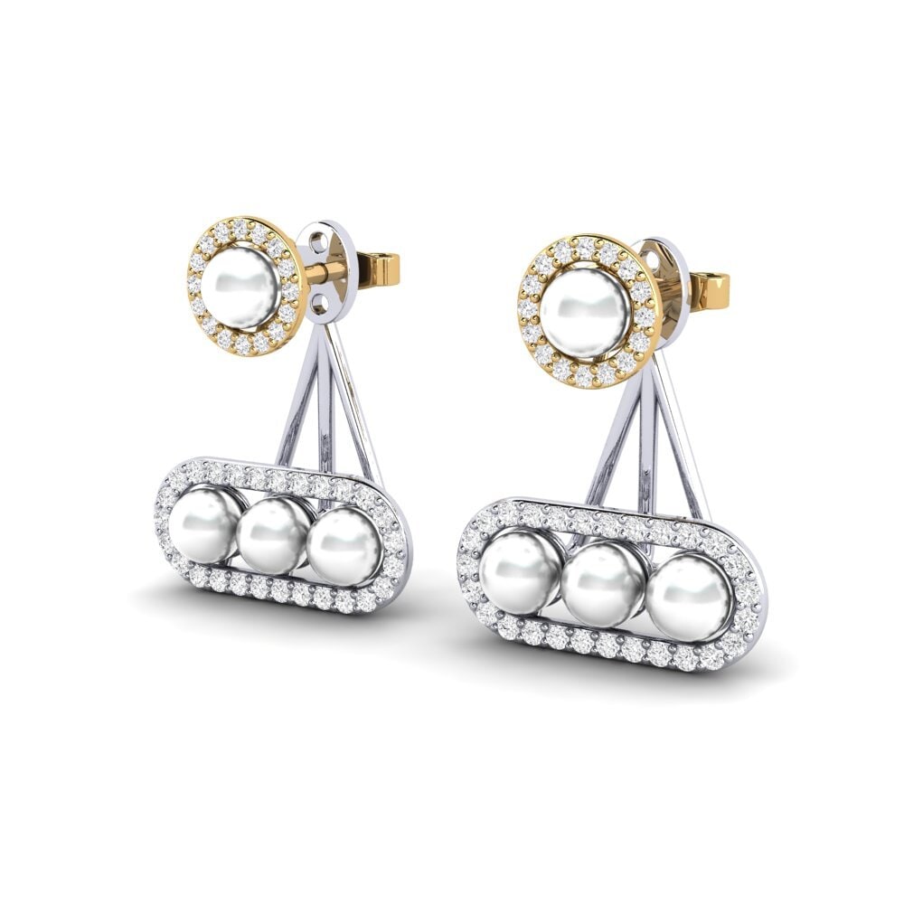 9ct White & Yellow Gold White sapphire Women's Earring Porath