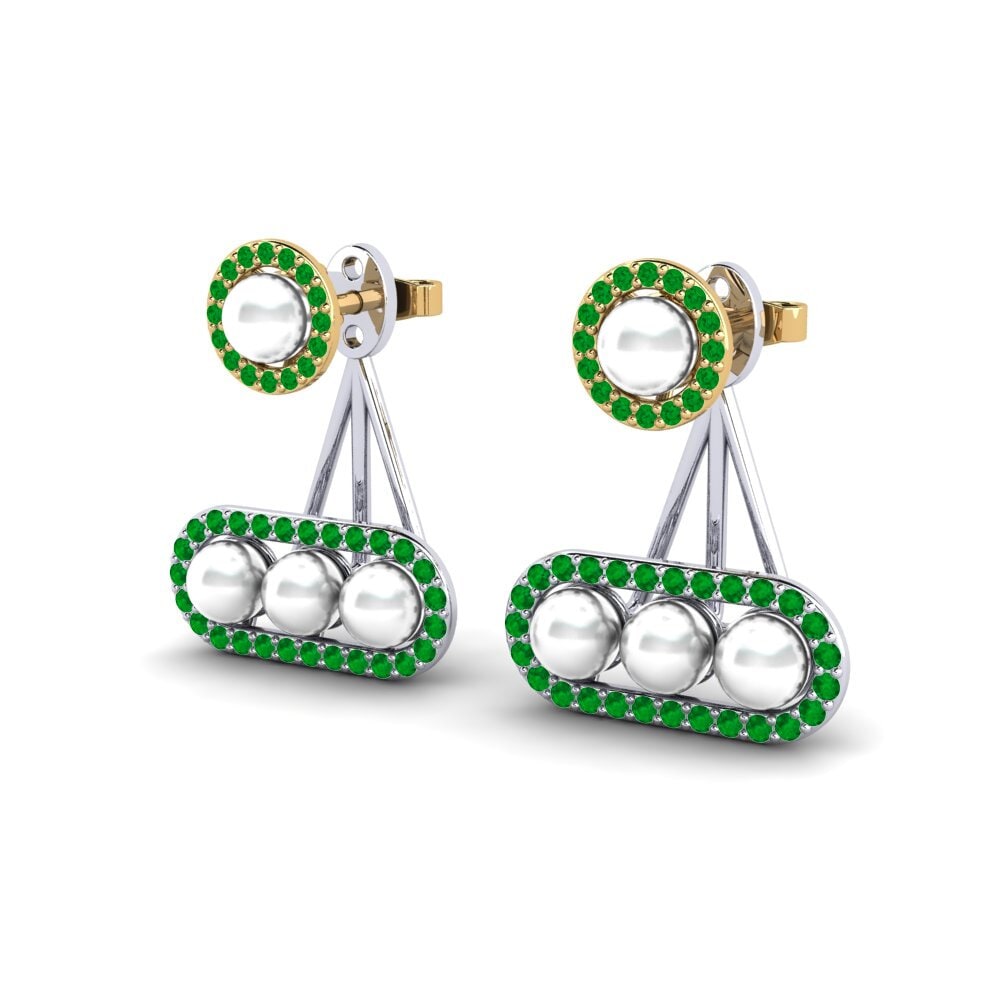 18ct White & Yellow Gold Emerald Women's Earring Porath