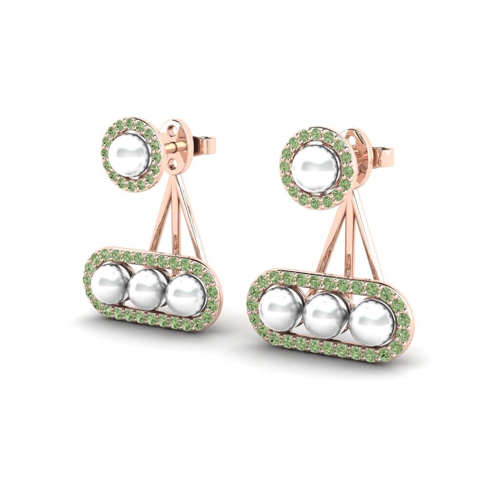 9ct Rose Gold Green Diamond Women's Earring Porath