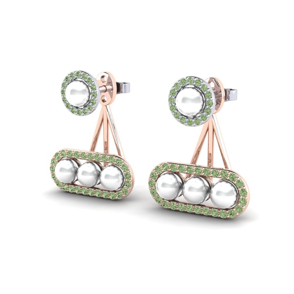 9k Oro Rosa & Blanco Diamante Verde Pendiente de mujer Porath