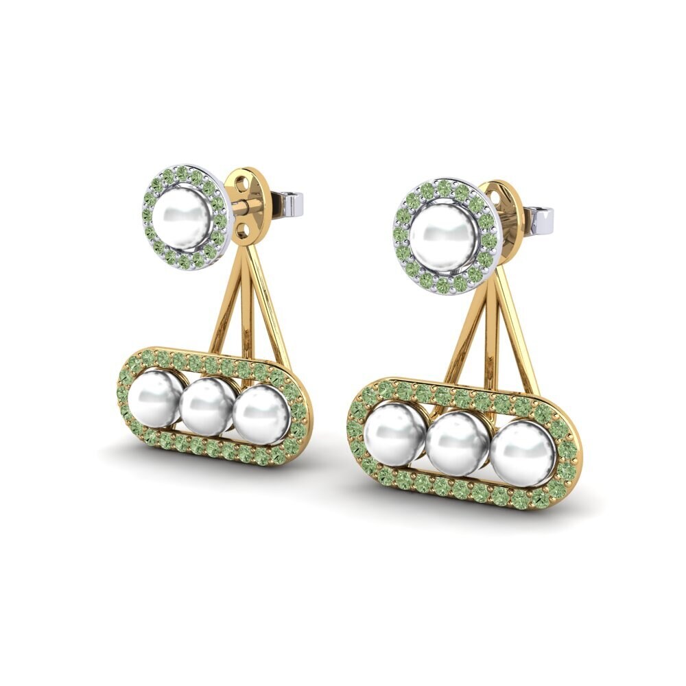 9ct Yellow & White Gold Green Diamond Women's Earring Porath