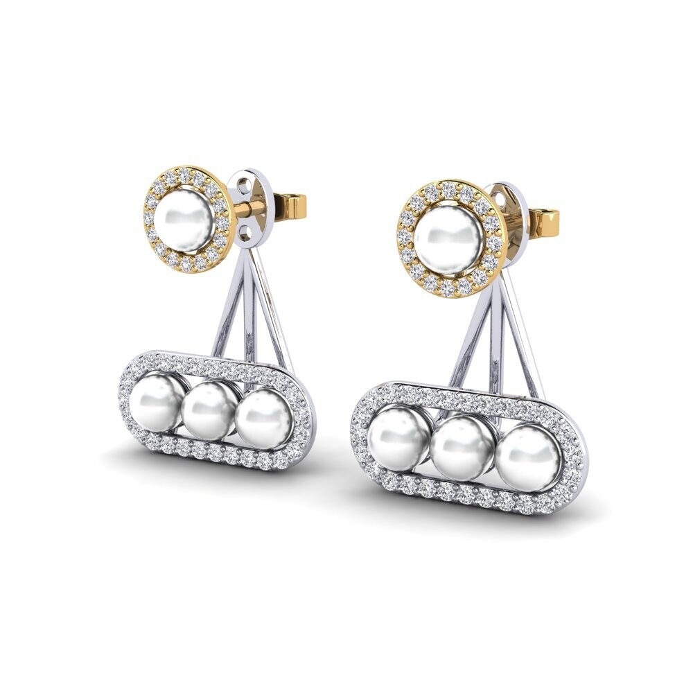 18ct White & Yellow Gold Lab Grown Diamond Women's Earring Porath