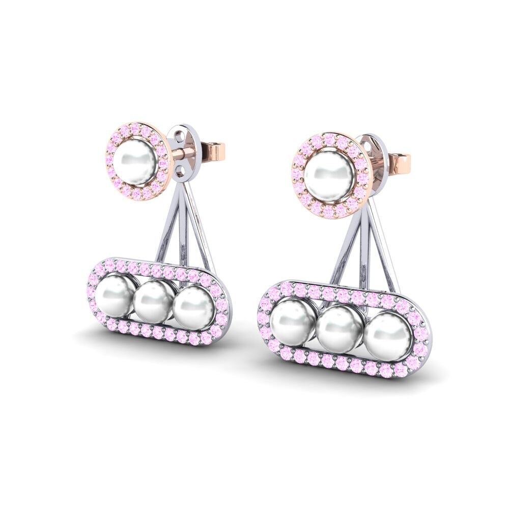 14k Oro Blanco & Rosa Zafiro Rosado Pendiente de mujer Porath